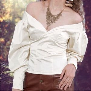 Elegant Off-Shoulder Cream Top